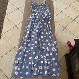 Girls wide pant leg jumpsuit